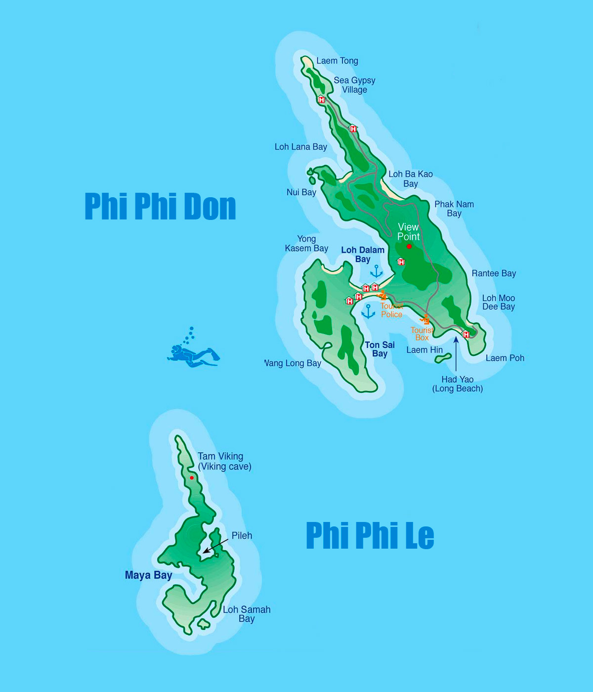 Carte des iles Phi Phi