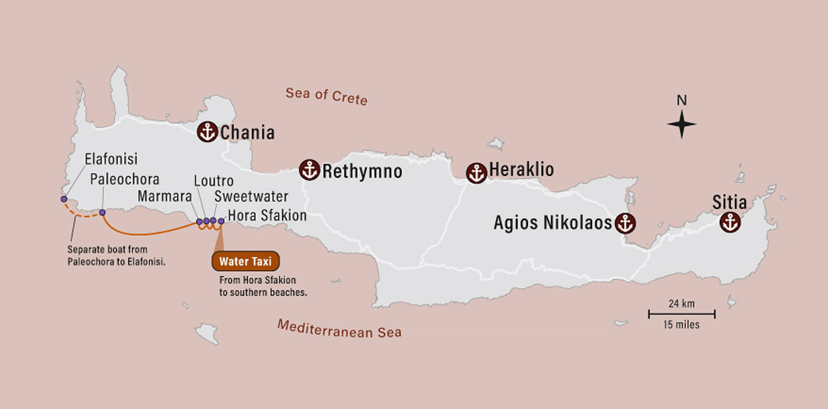 carte des ports de crete