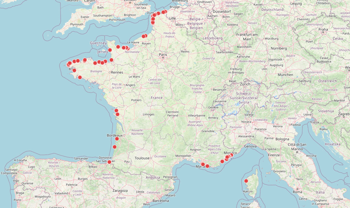 carte des plages à éviter